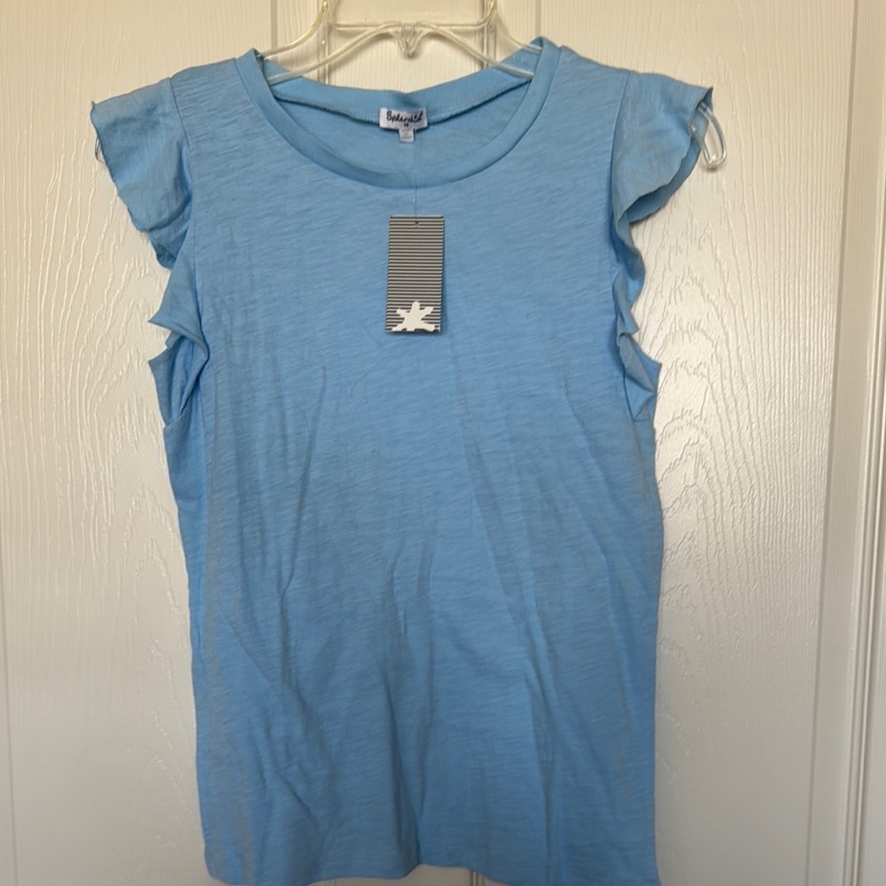 Blue Ruffled Sleeve Top